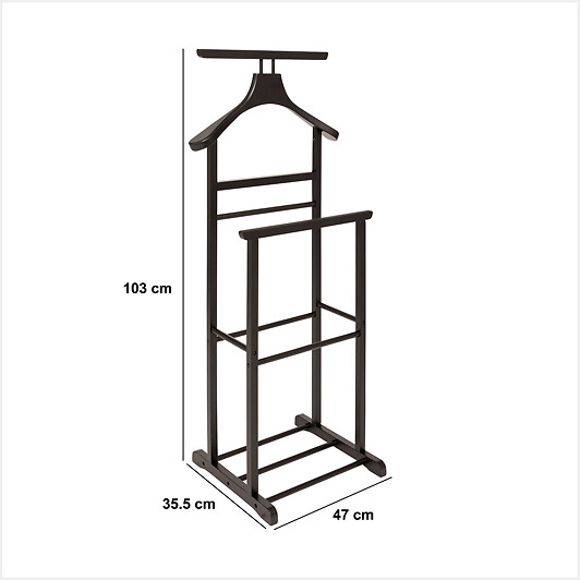 5 FIVE SIMPLY SMART - Valet de chambre en Bois Noir avec multiples barres de suspension - large