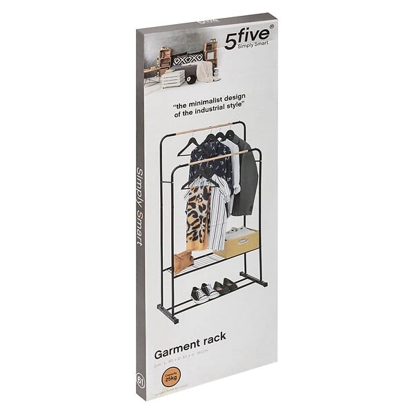 5 FIVE SIMPLY SMART - Penderie Portant à vêtements double en métal Noir H 150 cm - large