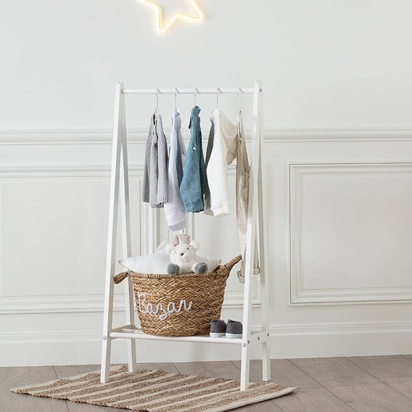 ATMOSPHERA - Mini Penderie Enfant Portant en Bois Blanc H 115 cm - large