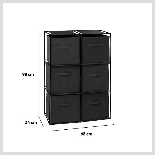 5 FIVE SIMPLY SMART - Meuble Etagère 6 cases avec 6 boîtes de rangement H 98 cm - large