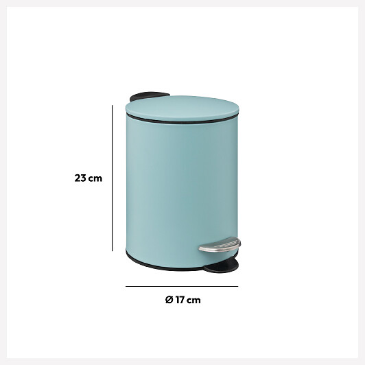 5 FIVE SIMPLY SMART - Poubelle de salle de bain en métal Bleu artic Soft Close 3 L - large