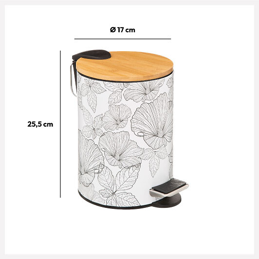 5 FIVE SIMPLY SMART - Poubelle en métal et bambou Soft Close 3 L déco Blackflora - large