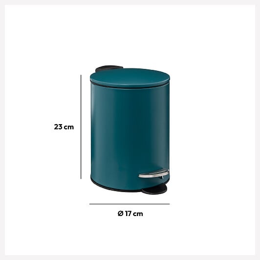 5 FIVE SIMPLY SMART - Poubelle de salle de bain en métal Bleu pétrole Soft Close 3 L - large