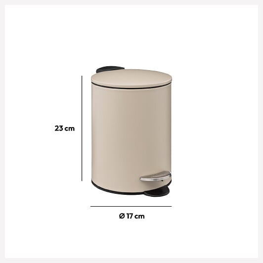 5 FIVE SIMPLY SMART - Poubelle de salle de bain en métal Beige Lin Soft Close 3 L - large