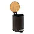 5 FIVE SIMPLY SMART - Poubelle de salle de bain en métal Noir charbon et couvercle en Bambou 3 L - vignette