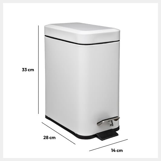 5 FIVE SIMPLY SMART - Poubelle de salle de bain à pédale en métal Blanc Soft Close 5 L - large