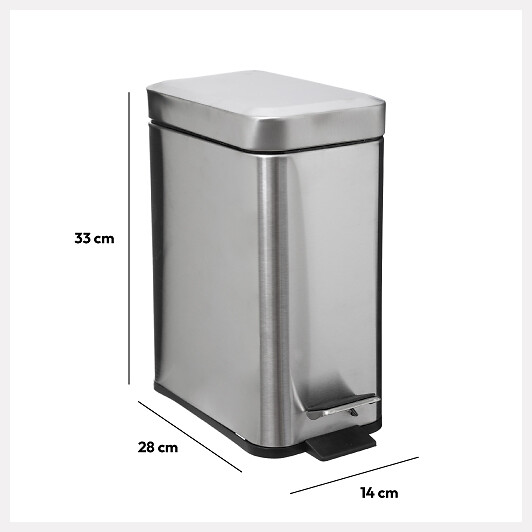5 FIVE SIMPLY SMART - Poubelle de salle de bain à pédale en métal Soft Close 5 L - large