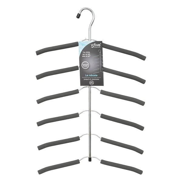 5 FIVE SIMPLY SMART - Cintre 6 chemises en Métal et Eva Gris Foncé - large