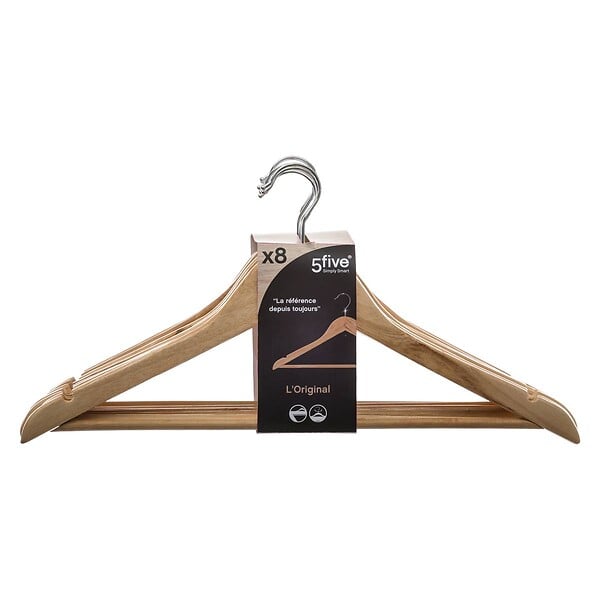 5 FIVE SIMPLY SMART - Lot de 8 Cintres en Bois - large
