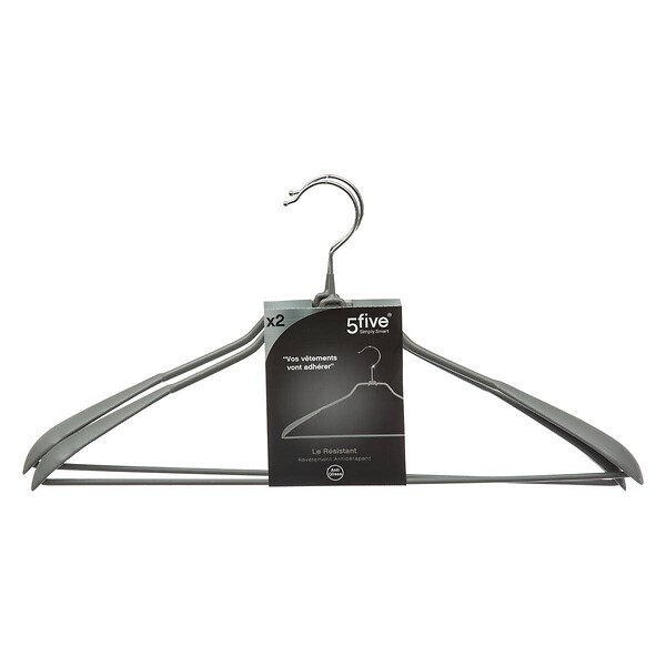 5 FIVE SIMPLY SMART - Lot de 2 Cintres à vestes en Métal avec revêtement anti glisse - large