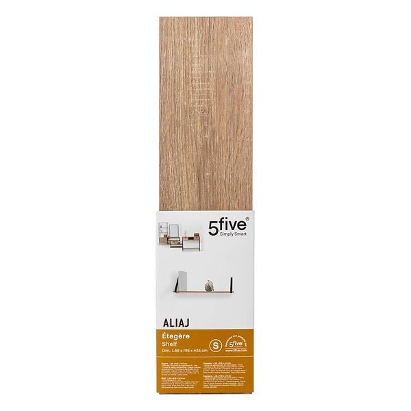 5 FIVE SIMPLY SMART - Étagère Effet chêne naturel et Métal noir L 58 cm - large