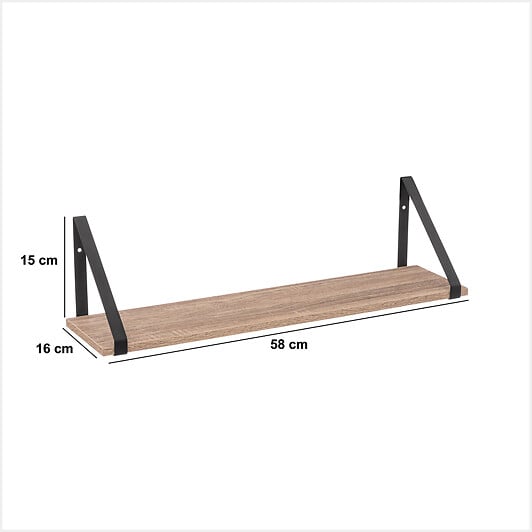 5 FIVE SIMPLY SMART - Étagère Effet chêne naturel et Métal noir L 58 cm - large