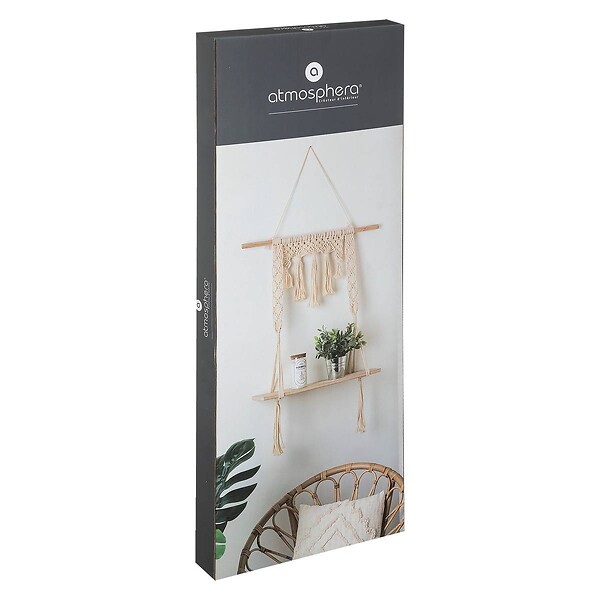 ATMOSPHERA - Étagère murale Macramé en Bois et Coton 60 x 80 cm - large