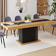 ID MARKET - Table à manger extensible rectangle EDEN 6-10 personnes bois et noir bande centrale noire 160-200 cm - vignette