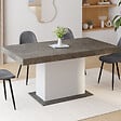 ID MARKET - Table à manger extensible rectangle EDEN 6-10 personnes béton et blanc 160-200 cm - vignette