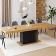 ID MARKET - Table à manger extensible rectangle EDEN 8-12 personnes bois et noir 200-250 cm - vignette