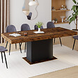 ID MARKET - Table à manger extensible rectangle EDEN 6-10 personnes bois effet vieilli et noir 160-200 cm - vignette