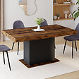 ID MARKET - Table à manger extensible rectangle EDEN 6-10 personnes bois effet vieilli et noir 160-200 cm - vignette