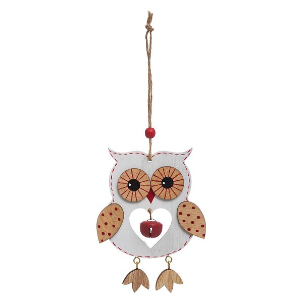 FEERIC LIGHTS & CHRISTMAS - Sujet de Noël à suspendre Hibou ajouré avec grelot H 14 cm - large