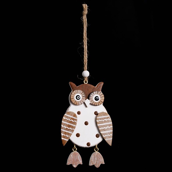 FEERIC LIGHTS & CHRISTMAS - Sujet de Noël à suspendre Hibou en bois H 9 cm - large