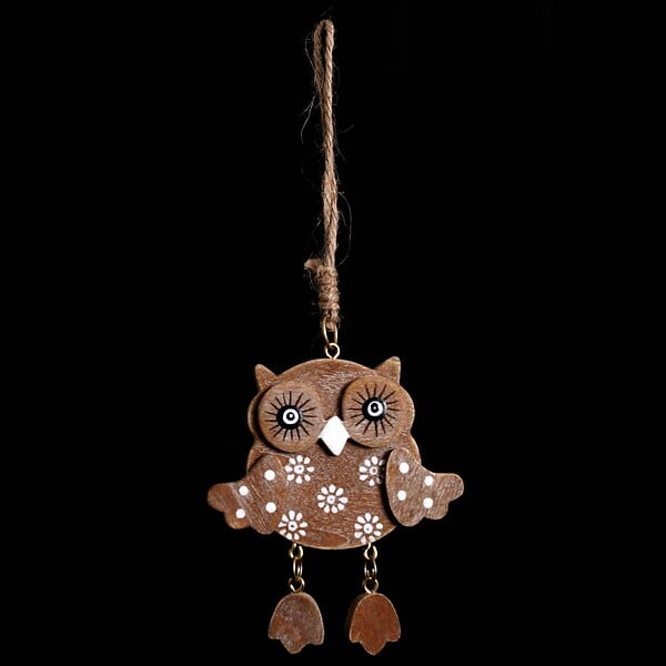 FEERIC LIGHTS & CHRISTMAS - Sujet de Noël à suspendre Hibou en bois H 9 cm - large