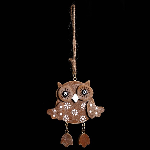 FEERIC LIGHTS & CHRISTMAS - Sujet de Noël à suspendre Hibou en bois H 9 cm - large