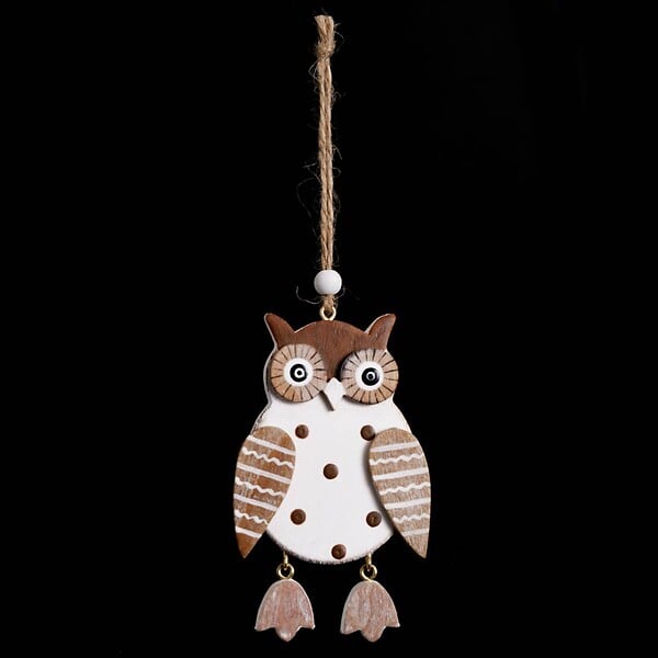 FEERIC LIGHTS & CHRISTMAS - Sujet de Noël à suspendre Hibou en bois H 9 cm - large