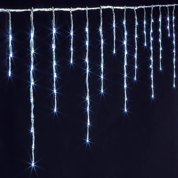 FEERIC LIGHTS & CHRISTMAS - Rideau lumineux L 15 m 900 LED Blanc froid 150 Tombées effet neige 4 vitesses - large