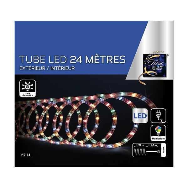 FEERIC LIGHTS & CHRISTMAS - Guirlande Lumineuse Extérieur Tube 24 m 432 LED Multicolore 8 jeux de lumière - large