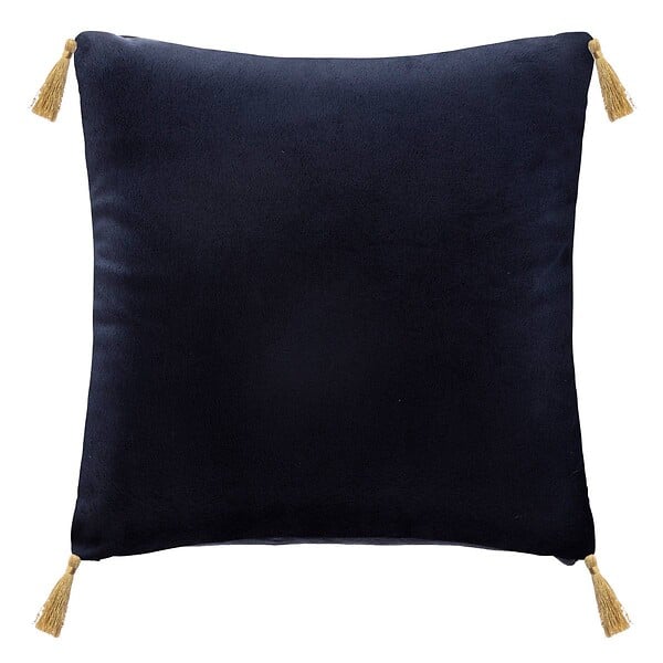 FEERIC LIGHTS & CHRISTMAS - Coussin décoratif Bleu Foncé imprimé Casse-Noisette avec pompons 40 x 40 cm - large