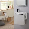 GODART - Meuble lave mains avec porte serviette blanc et noir avec robinet noir - vignette