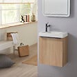 GODART - Pack meuble lave mains Hamac oak et noir + robinetterie eau froide noir - vignette