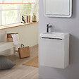 GODART - Meuble lave-mains blanc avec vasque en céramique, mitigeur et poignée noire - vignette