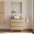 COSYNEO - Meuble de salle de bain 60cm avec plateau et vasque à poser ronde - 3 tiroirs - nebraska (chêne clair) - MAYOR - vignette