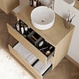COSYNEO - Meuble de salle de bain 60cm avec plateau et vasque à poser ronde - 3 tiroirs - nebraska (chêne clair) - MAYOR - vignette