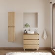 COSYNEO - Meuble de salle de bain 60cm avec plateau et vasque à poser ronde - 3 tiroirs - nebraska (chêne clair) - MAYOR - vignette