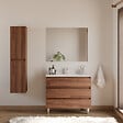 COSYNEO - Meuble de salle de bain 90cm simple vasque - sans miroir - 3 tiroirs - noyer (bois foncé) - MAYOR - vignette