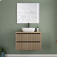 COSYNEO - Meuble de salle de bain 80cm avec plateau et vasque à poser arrondie - 2 tiroirs - roble era (chêne clair) - VENERIA - vignette