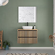 COSYNEO - Meuble de salle de bain 80cm avec plateau et vasque à poser arrondie - 2 tiroirs - roble era (chêne clair) - VENERIA - vignette