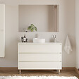 COSYNEO - Meuble de salle de bain 120cm avec plateau et vasque à poser ronde - 3 tiroirs - blanc brillant - MAYOR - vignette