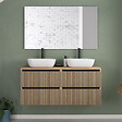 COSYNEO - Meuble de salle de bain 120cm avec plateau et 2 vasques à poser arrondies - 4 tiroirs - roble era (chêne clair) - VENERIA - vignette