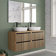 COSYNEO - Meuble de salle de bain 120cm avec plateau et 2 vasques à poser arrondies - 4 tiroirs - roble era (chêne clair) - VENERIA - vignette