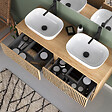 COSYNEO - Meuble de salle de bain 120cm avec plateau et 2 vasques à poser arrondies - 4 tiroirs - roble era (chêne clair) - VENERIA - vignette