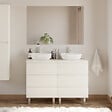 COSYNEO - Meuble de salle de bain 120cm avec plateau et 2 vasques à poser arrondies - 6 tiroirs - blanc brillant - MAYOR - vignette