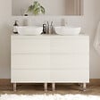 COSYNEO - Meuble de salle de bain 120cm avec plateau et 2 vasques à poser arrondies - 6 tiroirs - blanc brillant - MAYOR - vignette