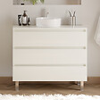 COSYNEO - Meuble de salle de bain 100cm avec plateau et vasque à poser ronde - 3 tiroirs - sans miroir - blanc brillant - MAYOR - vignette