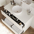 COSYNEO - Meuble de salle de bain 100cm avec plateau et vasque à poser ronde - 3 tiroirs - sans miroir - blanc brillant - MAYOR - vignette
