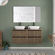COSYNEO - Meuble de salle de bain 140cm avec plateau et 2 vasques à poser arrondies - 4 tiroirs - sans miroir - noyer (bois foncé) - VENERIA - vignette