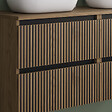 COSYNEO - Meuble de salle de bain 140cm avec plateau et 2 vasques à poser arrondies - 4 tiroirs - sans miroir - noyer (bois foncé) - VENERIA - vignette