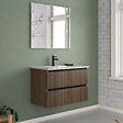 COSYNEO - Meuble de salle de bain 80cm simple vasque - 2 tiroirs - noyer (bois foncé) - VENERIA - vignette
